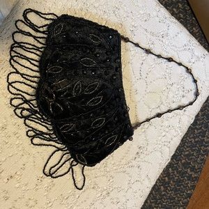 Beaded Black Vintage Look Evening Purse